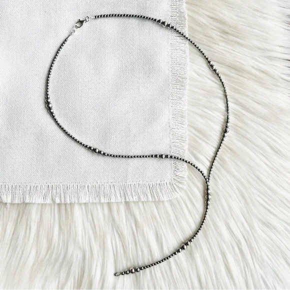 STERLING SILVER Southwestern Navajo Pearl Style 22” Graduated Y Lariat Necklace Necklaces